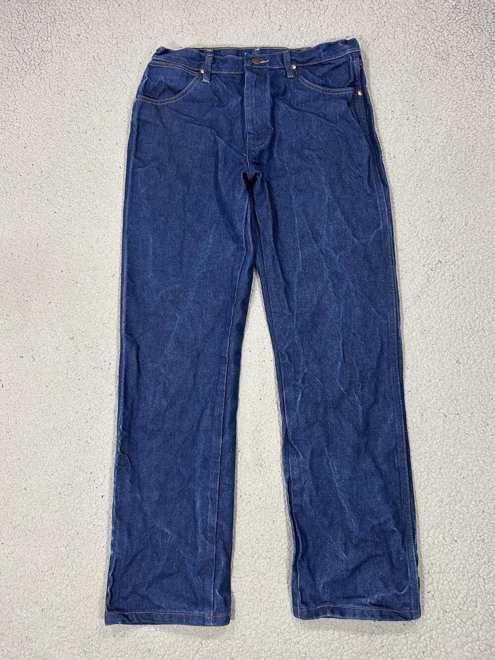 Wrangler Cowboy Cut 13MWZ Jeans Mens 31 Blue Dark Wash Denim Rodeo Workwear